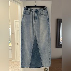 BlankNYC long two-tone denim skirt
